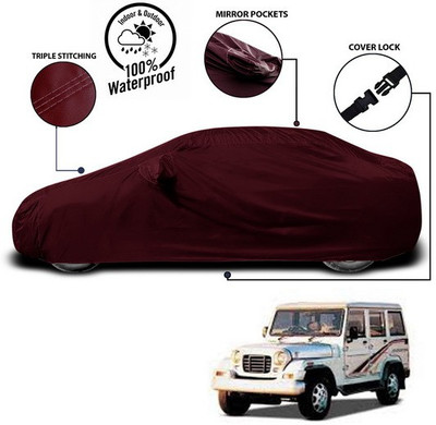 ANTHUB Car Cover For Mahindra Marshal (With Mirror Pockets)(Red)