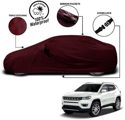 ANTHUB Car Cover For Jeep Compass (With Mirror Pockets)(Red)