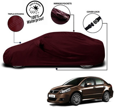 ANTHUB Car Cover For Maruti Suzuki SX4 (With Mirror Pockets)(Red)