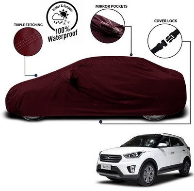 ANTHUB Car Cover For Hyundai Creta (With Mirror Pockets)(Red)