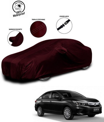 SEBONGO Car Cover For Honda City ZX (With Mirror Pockets)(Red)