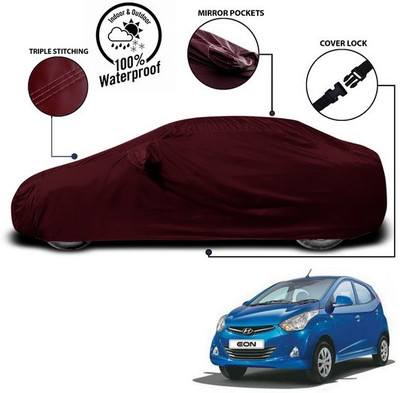 ANTHUB Car Cover For Hyundai Eon (With Mirror Pockets)(Red)