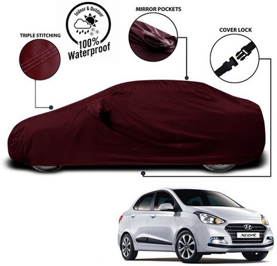 ANTHUB Car Cover For Hyundai Xcent (With Mirror Pockets)(Red)