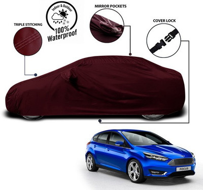 SEBONGO Car Cover For Ford Focus (With Mirror Pockets)(Red)