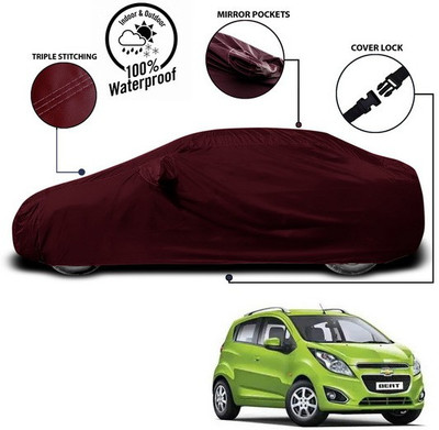 ANTHUB Car Cover For Chevrolet Beat (With Mirror Pockets)(Red)