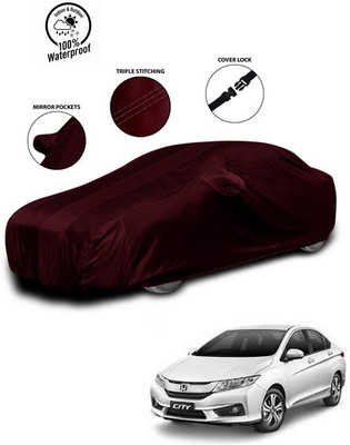 SEBONGO Car Cover For Honda City i-Vtec (With Mirror Pockets)(Red)