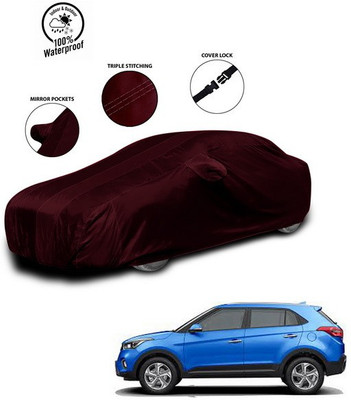 ANTHUB Car Cover For Hyundai Creta (With Mirror Pockets)(Red)