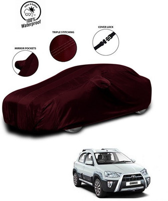 SEBONGO Car Cover For Toyota Etios Cross (With Mirror Pockets)(Red)