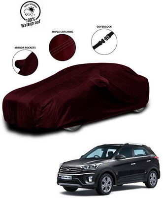 ANTHUB Car Cover For Hyundai Creta (With Mirror Pockets)(Red)