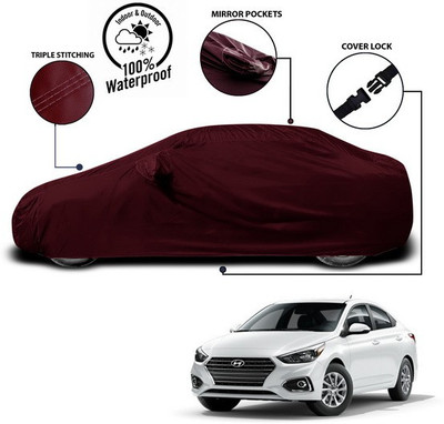 ANTHUB Car Cover For Hyundai Accent (With Mirror Pockets)(Red)