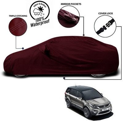 SEBONGO Car Cover For Tata Hexa (With Mirror Pockets)(Red)