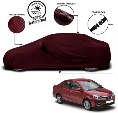 ANTHUB Car Cover For Toyota Etios (With Mirror Pockets)(Red)