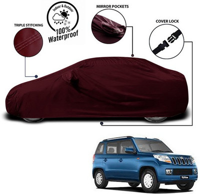 SEBONGO Car Cover For Mahindra TUV300 (With Mirror Pockets)(Red)