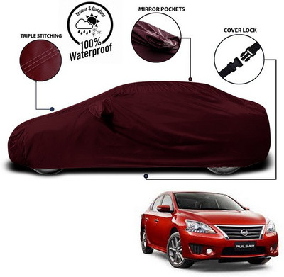 ANTHUB Car Cover For Nissan Pulsar (With Mirror Pockets)(Red)