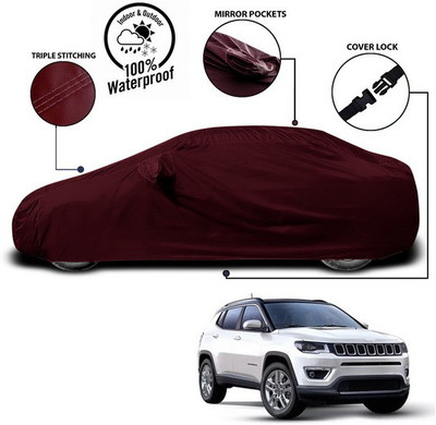 SEBONGO Car Cover For Jeep Compass Facelift (With Mirror Pockets)(Red)