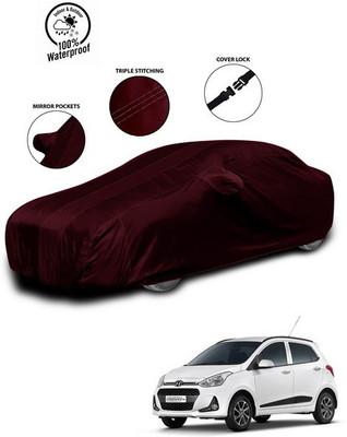 ANTHUB Car Cover For Hyundai Grand i10 (With Mirror Pockets)(Red)