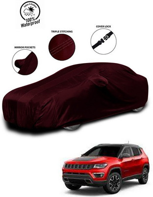 SEBONGO Car Cover For Jeep Compass (With Mirror Pockets)(Red)