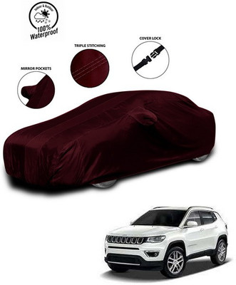 SEBONGO Car Cover For Jeep Compass (With Mirror Pockets)(Red)
