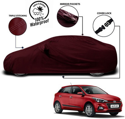 ANTHUB Car Cover For Hyundai Elite i20 (With Mirror Pockets)(Red)