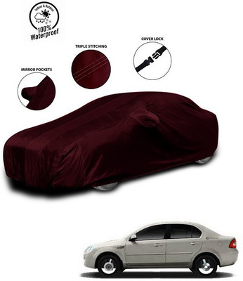 ANTHUB Car Cover For Ford Fiesta Old (With Mirror Pockets)(Red)
