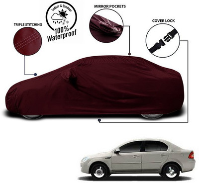 ANTHUB Car Cover For Ford Fiesta Old (With Mirror Pockets)(Red)