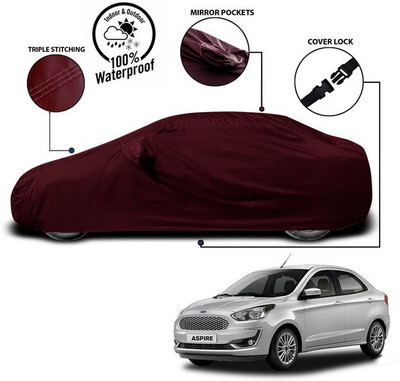 ANTHUB Car Cover For Ford Figo Aspire (With Mirror Pockets)(Red)