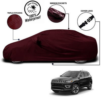 ANTHUB Car Cover For Jeep Compass (With Mirror Pockets)(Red)