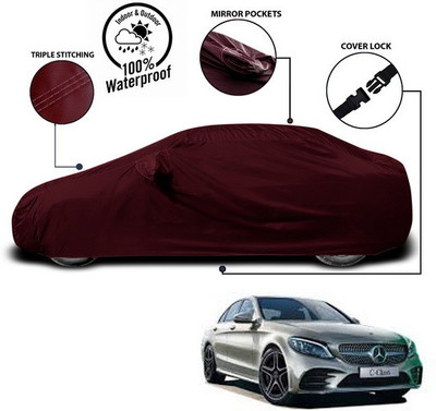 ANTHUB Car Cover For Mercedes Benz C200 (With Mirror Pockets)(Red)