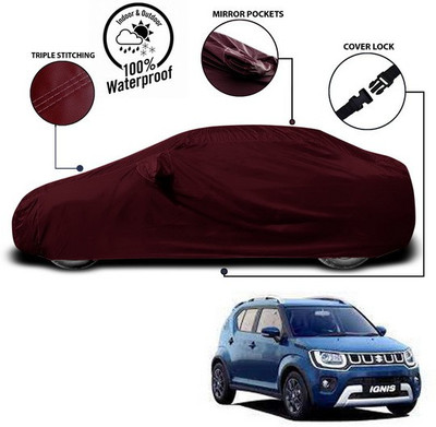 ANTHUB Car Cover For Maruti Suzuki Ignis (With Mirror Pockets)(Red)