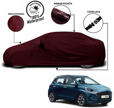 ANTHUB Car Cover For Hyundai Grand i10 (With Mirror Pockets)(Red)
