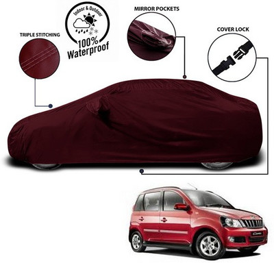 SEBONGO Car Cover For Mahindra Quanto (With Mirror Pockets)(Red)