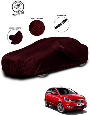 SEBONGO Car Cover For Tata Bolt (With Mirror Pockets)(Red)