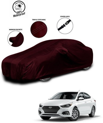 ANTHUB Car Cover For Hyundai Accent (With Mirror Pockets)(Red)