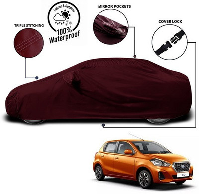 ANTHUB Car Cover For Nissan Go (With Mirror Pockets)(Red)