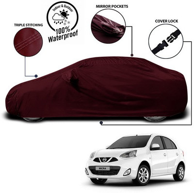 ANTHUB Car Cover For Nissan Micra (With Mirror Pockets)(Red)