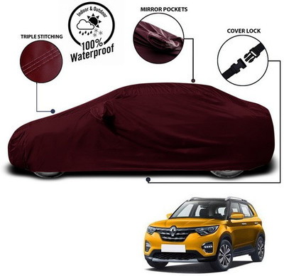 ANTHUB Car Cover For Renault Kwid (With Mirror Pockets)(Red)