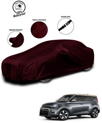 SEBONGO Car Cover For Kia Soul (With Mirror Pockets)(Red)