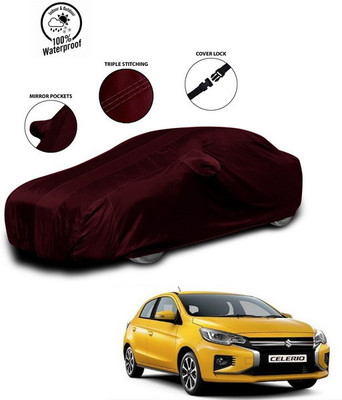 SEBONGO Car Cover For Maruti Suzuki Celerio (With Mirror Pockets)(Red)