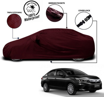 SEBONGO Car Cover For Honda City ZX (With Mirror Pockets)(Red)