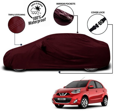 ANTHUB Car Cover For Nissan Micra (With Mirror Pockets)(Red)
