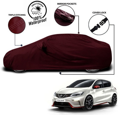 ANTHUB Car Cover For Nissan Pulsar (With Mirror Pockets)(Red)