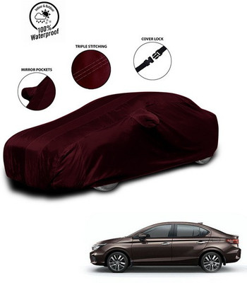 SEBONGO Car Cover For Honda City ZX (With Mirror Pockets)(Red)