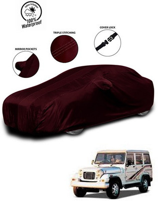 SEBONGO Car Cover For Mahindra Marshal (With Mirror Pockets)(Red)
