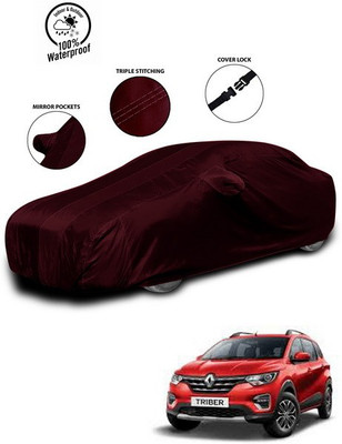 SEBONGO Car Cover For Renault Triber (With Mirror Pockets)(Red)