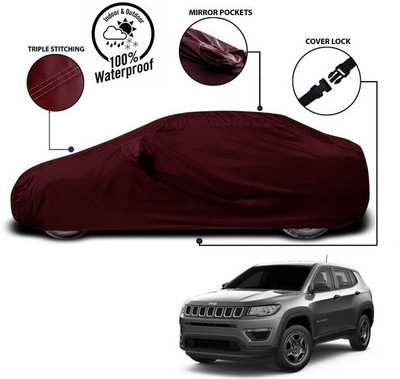 ANTHUB Car Cover For Jeep Compass (With Mirror Pockets)(Red)