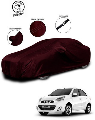 SEBONGO Car Cover For Nissan Micra (With Mirror Pockets)(Red)