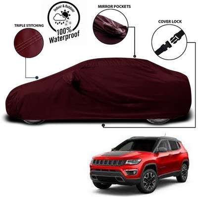 ANTHUB Car Cover For Jeep Compass (With Mirror Pockets)(Red)