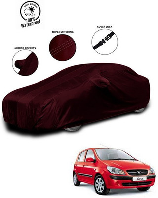ANTHUB Car Cover For Hyundai Getz Prime (With Mirror Pockets)(Red)