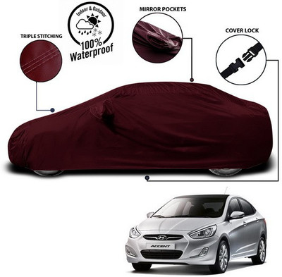 ANTHUB Car Cover For Hyundai Accent (With Mirror Pockets)(Red)