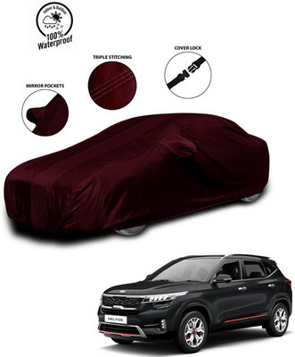 ANTHUB Car Cover For Kia Sonet (With Mirror Pockets)(Red)